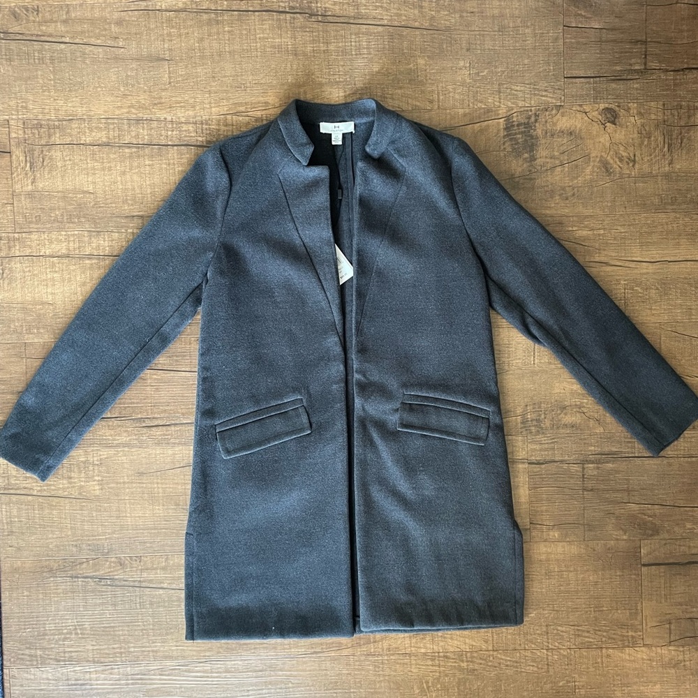 NWT Halston Grey Peacoat trench coat Size Small